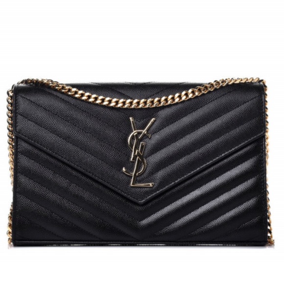 Yves Saint Laurent Handbags - Grain De Poudre Matelasse Chevron Monogram Chain Wallet